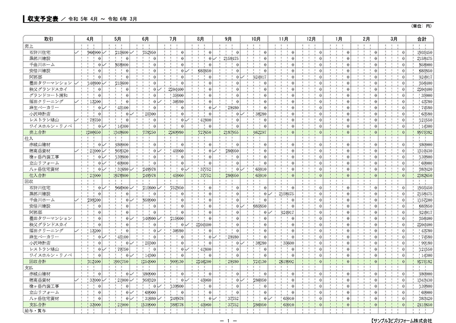 収支予定表