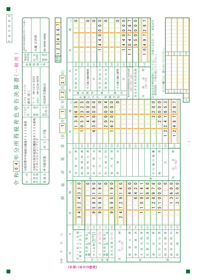 青色申告決算書